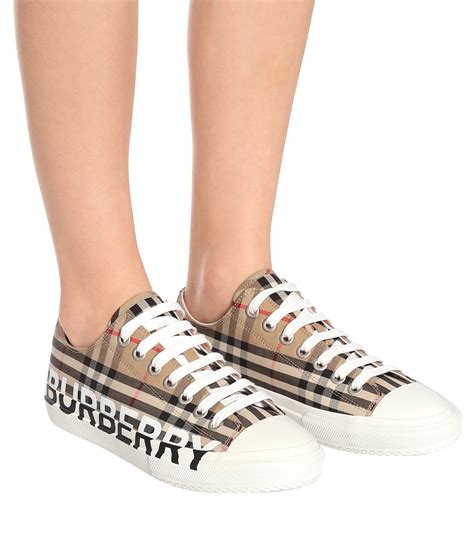 burberry logo detail leather and vintage check sneakers|burberry vintage check print sneakers.